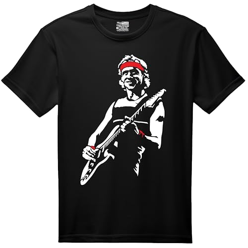 VINY WOODY Mark Knopfler Gitarrist Rock and Roll Graphic T-Shirt, Baumwolle, Rundhalsausschnitt, Schwarz, Farbig, XL VINY WOODY Mark Knopfler Gitarrist Rock and Roll Graphic T-Shirt, Baumwolle, Rundhalsausschnitt, Schwarz, Farbig, XL von VINY WOODY