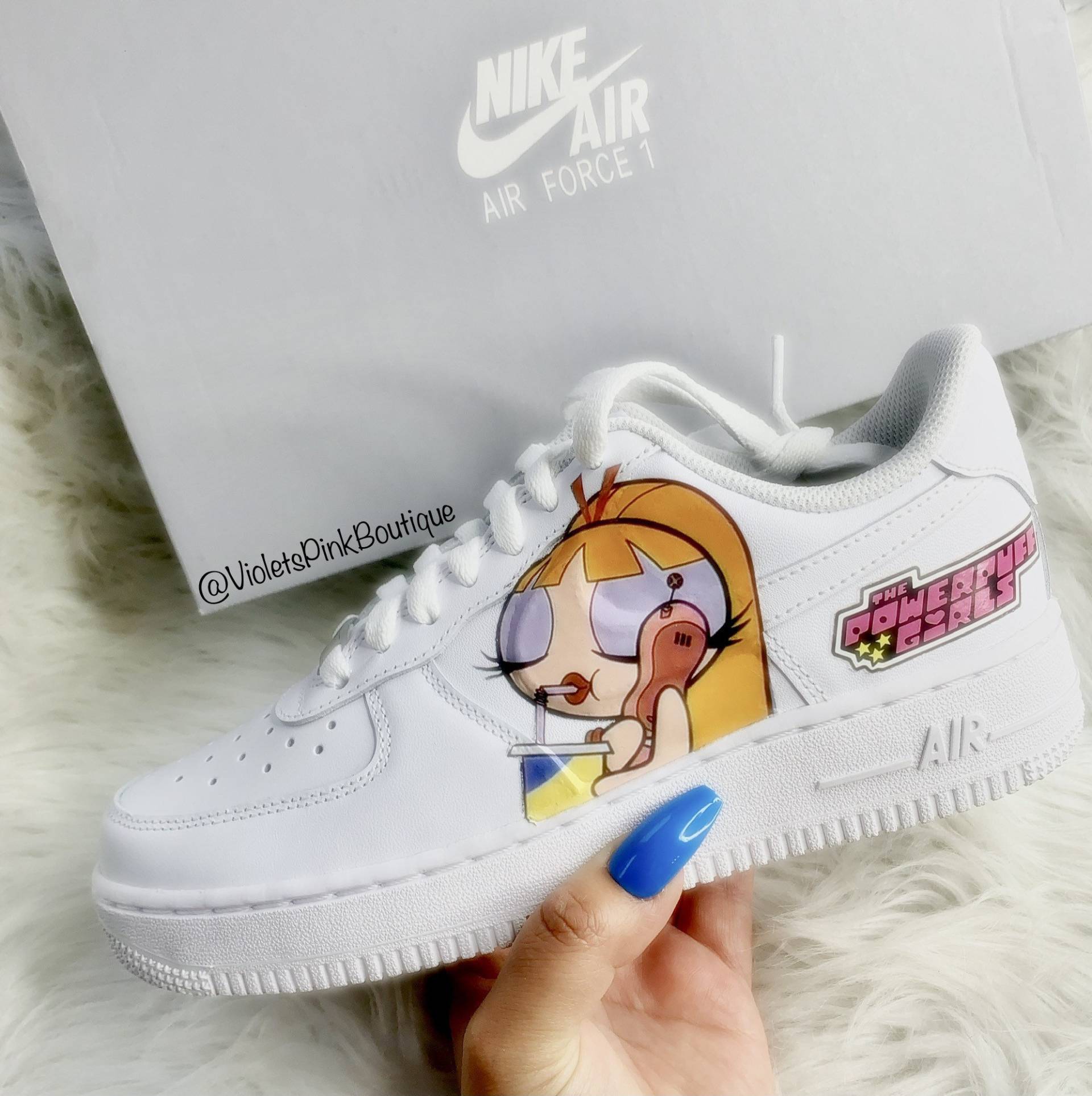 Custom Blossom Nike Air Force 1S The Powerpuff Girls Women's Cute Sneakers - Geschenkideen von VIOLETSPINKBOUTIQUE