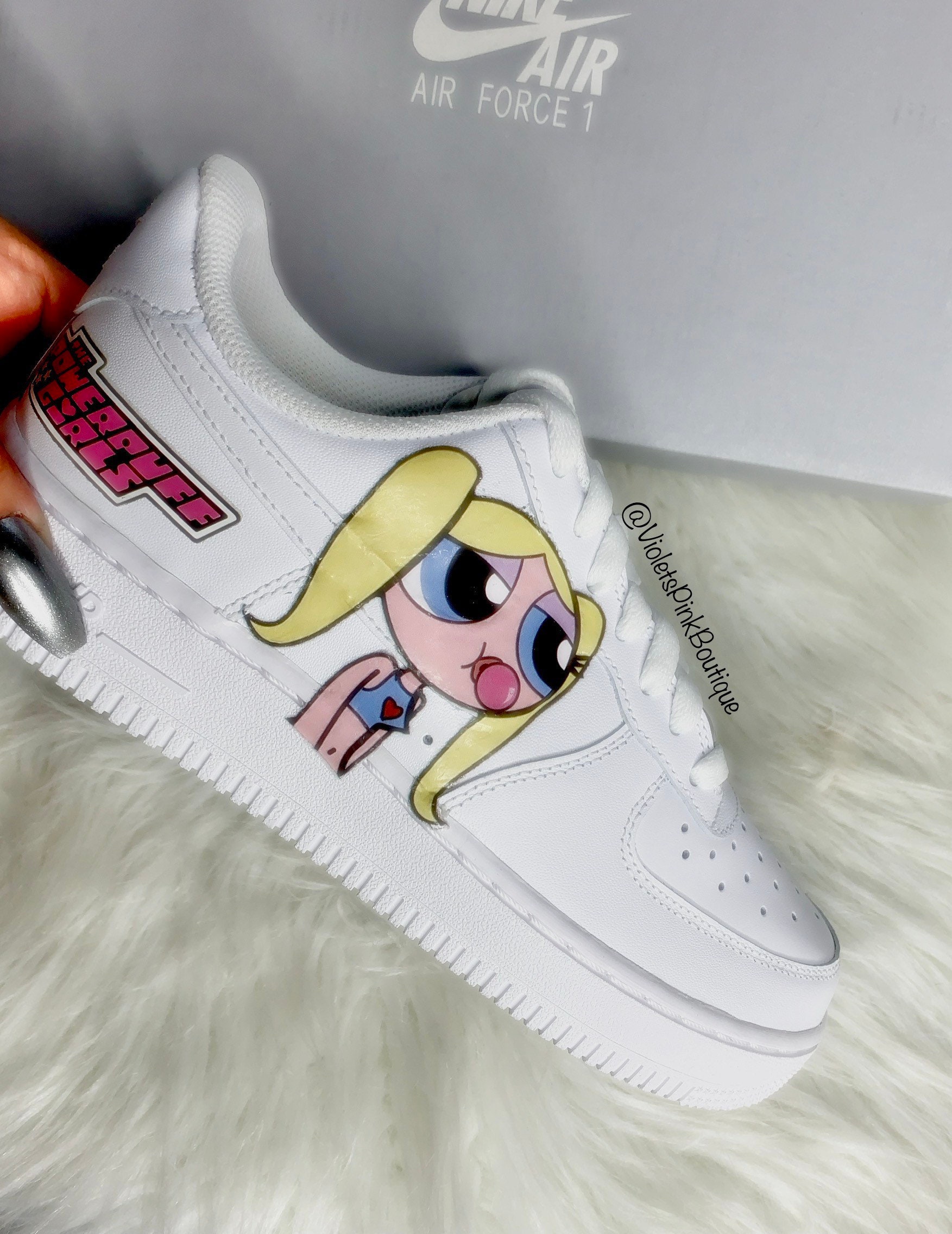 Custom Bubbles Nike Air Force 1S The Powerpuff Girls Women's Cute Sneakers von VIOLETSPINKBOUTIQUE