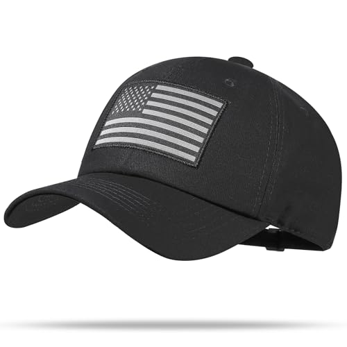 Baseballkappe mit amerikanischer Flagge, verstellbare Passform, USA-Baseballkappe für Männer und Frauen, Papa-Hüte, Outdoor-Ballkappen für Freizeitkleidung, USA-Flagge, Schwarz, Einheitsgröße von VIONLAN