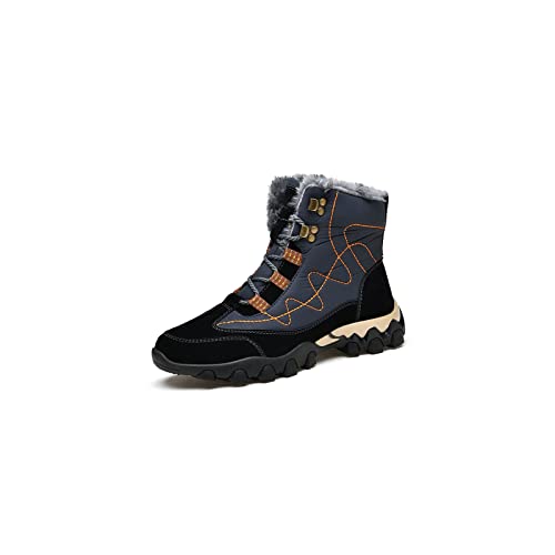 VIPAVA Herren-Schneestiefel Brand Men's Winter Boots Waterproof Men's Boots Warm Plush Snow Boots Outdoor Non-Slip Hiking Boots Men's Work Ankle Boots Large Size (Color : Blue, Size : 41 EU) von VIPAVA