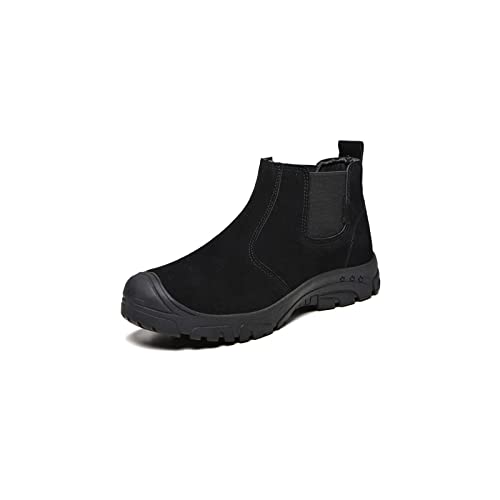 VIPAVA Herren-Schneestiefel Construction Work Boots Anti-puncture Safety Boots Men Chelsea Boots Steel Toe Shoes Indestructible Footwear Safety Shoes Men (Color : Black, Size : 44 EU) von VIPAVA