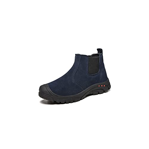 VIPAVA Herren-Schneestiefel Construction Work Boots Anti-puncture Safety Boots Men Chelsea Boots Steel Toe Shoes Indestructible Footwear Safety Shoes Men (Color : Blue, Size : 46) von VIPAVA