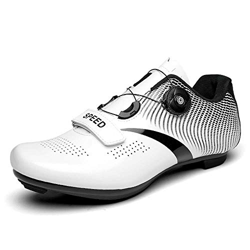 VIPBQO Herren Rennrad Fahrradschuhe Rotierende Indoor Fahrradschuhe Outdoor Radsportschuhe, weiß/schwarz, 42 2/3 EU von VIPBQO