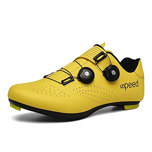 VIPBQO Hochwertige Rennradschuhe Für Herren/Damen Fahrradschuhe Mit Schlössern Größen 36-47 (38,Gelb) von VIPBQO