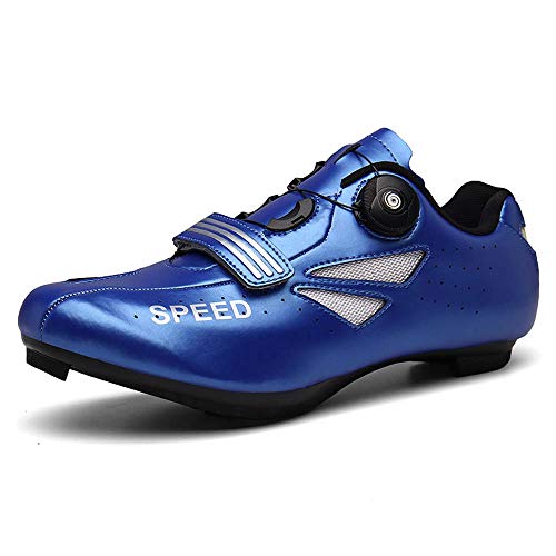 VIPBQO Hochwertige Rennradschuhe für Herren und Damen Fahrradschuhe mit Schnalle und Klettverschluss Größe 36-46 (44,Blau) von VIPBQO