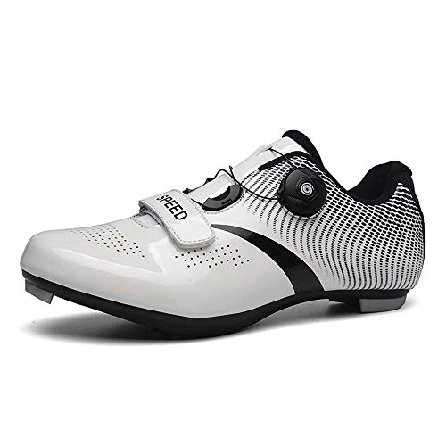 VIPBQO Neue Hochwertige Renn- / Mountainbike-Schuhe Für Herren Und Damen Fahrradschuhe Mit Klettverschluss Und Schloss Größe 36-46 (43,weiß) von VIPBQO