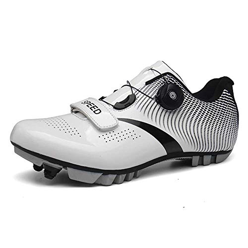 VIPBQO Neue Hochwertige Renn- / Mountainbike-Schuhe Für Herren Und Damen Fahrradschuhe Mit Klettverschluss Und Schloss Größe 36-46 (44,weiß1) von VIPBQO