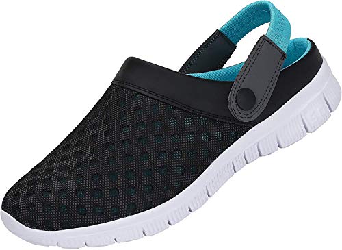 VIPBQO Sommer Unisex Atmungsaktiv Clogs Flach Hausschuhe Mesh Slippers Muffin Drag Pantolette Outdoor Strand Schuhe rutschfest Hollow Sandalen (37,Blau) von VIPBQO