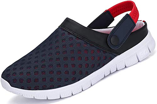 VIPBQO Sommer Unisex Atmungsaktiv Clogs Flach Hausschuhe Mesh Slippers Muffin Drag Pantolette Outdoor Strand Schuhe rutschfest Hollow Sandalen (37,Rot) von VIPBQO