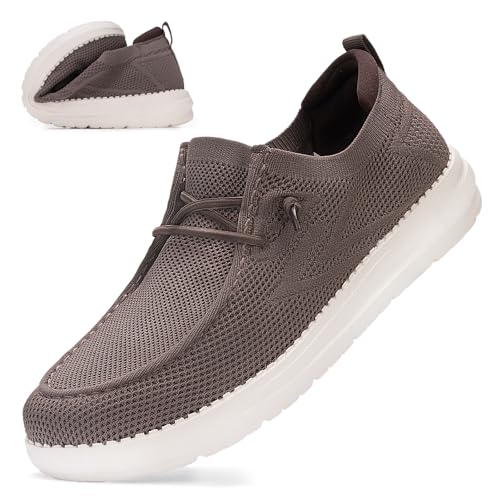 VIPFOX Diabetiker-Schuhe mit breiter Zehenpartie, extra breite Breite, Herren-Slipper und Slip-Ons, Fußgewölbeunterstützung, Plantarfasziitis, Wanderhalbschuhe, Khaki, 10.5-11 Wide von VIPFOX