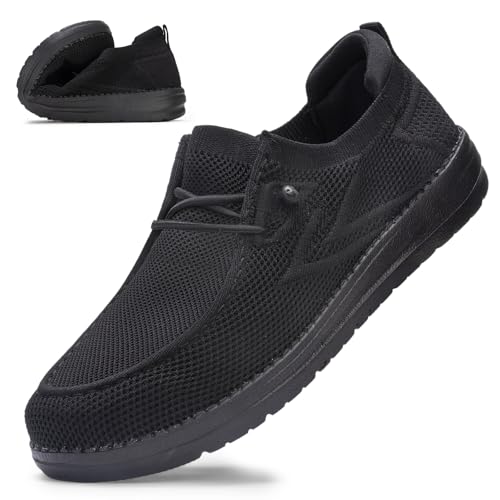 VIPFOX Diabetiker-Schuhe mit breiter Zehenpartie, extra breite Breite, Herren-Slipper und Slip-Ons, Fußgewölbeunterstützung, Plantarfasziitis, Wanderhalbschuhe, Schwarz, 45.5 EU von VIPFOX