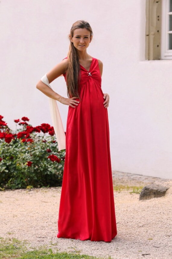 Maxi-Umstandskleid Abendkleid Chiffon Rot von VIPMama