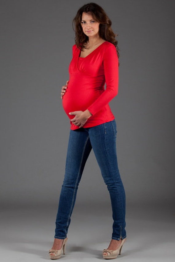 Stillshirt Umstandsshirt Erl Rot Stillmode von VIPMama