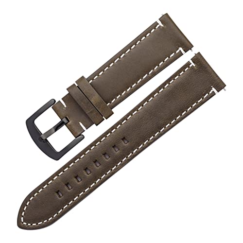 CAREG Echte Leder -Uhrenbänder Vintage 6 Farben Gürtel 20mm 22 mm kompatibel mit GT3 2 Pro Gear S3 Frauen Männer Cowide Watch Band Armband Accessoires Durable ( Color : Green-Black , Size : 20mm ) von VIQUTRG