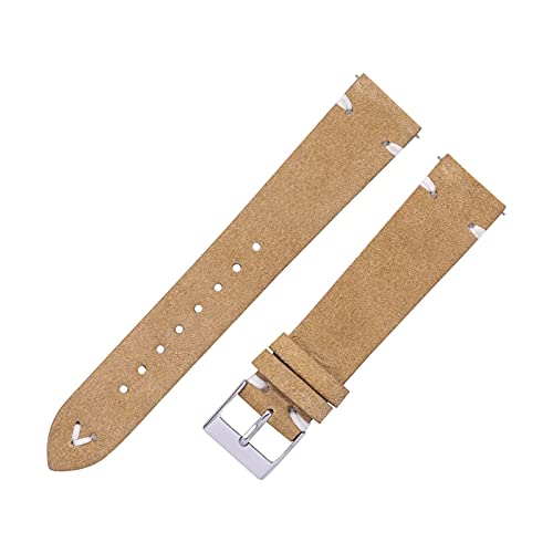 CAREG Wildleder -Uhren -Bands -Träger handgefertigt mit Männern Frauen 18mm 20mm Leder Uhrengurt Wildleder Braun 7 Farben Schnellveröffentlichung Watch Armband Durable ( Color : Beige , Size : 18mm ) von VIQUTRG