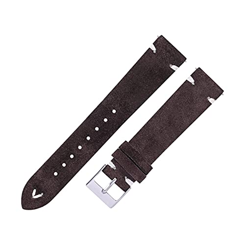 CAREG Wildleder -Uhren -Bands -Träger handgefertigt mit Männern Frauen 18mm 20mm Leder Uhrengurt Wildleder Braun 7 Farben Schnellveröffentlichung Watch Armband Durable ( Color : Dark brown , Size : 20 von VIQUTRG