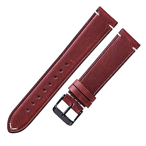 VIQUTRG CAREG 20mm Uhrengurt kompatibel mit Ausrüstung S2 BRACATE OIL WAST Leder Uhren Band 18mm 22 mm Frauen Herren Wachband Vintage Gurt Accessoires Durable (Color : Rosso, Size : 20mm) von VIQUTRG