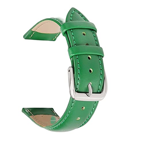 VIQUTRG CAREG Echtes Leder 14mm 16 mm 18 mm 20 mm 20mm Uhrenband lila Kalbsleder Leder Watch Straps Frauen Uhr Accessoires Durable (Color : Green, Size : 16mm) von VIQUTRG