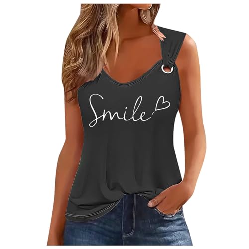 Damen Tank Top Sport Sommer Blusetops Tops Bedruckte Elegant Trägertop Tanktops Sexy Kurz Ärmellose Shirt Oberteile Lässig Baumwolle Damentop Slim Fit Shirts von VIRACIN