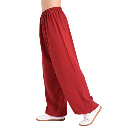 VIRACIN Tai Chi Hose für Herren und Damen, Kampfsporthose, Kung-Fu-Hose, Yoga-Laterne, Jogginghose, Rot, XL von VIRACIN