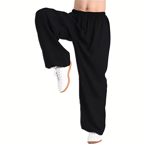 VIRACIN Tai Chi Hose für Herren und Damen, Kampfsporthose, Kung-Fu-Hose, Yoga-Laterne, Jogginghose, Schwarz-XL von VIRACIN