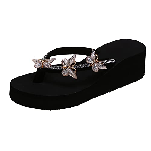 VIRACIN Zehentrenner Damen Glitzer mit Fussbett Rutschfeste Zehentrenner Schlappen Glitzer Leder Sommerschuhe Flipflops Sommer Elegant Badeschlappen Hausschuhe Leichte Bequem Slipper Latschen von VIRACIN