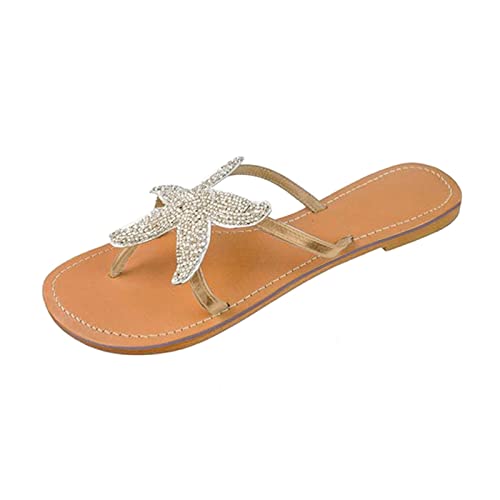 VIRACIN Zehentrenner Hallux Valgus Damen Silikon Hinten Offen Schicke Orthopädische Weiche Braune Riemchen Frühling Glitzer Badelatschen Rutschfeste Sandals Beige Blockabsatz von VIRACIN