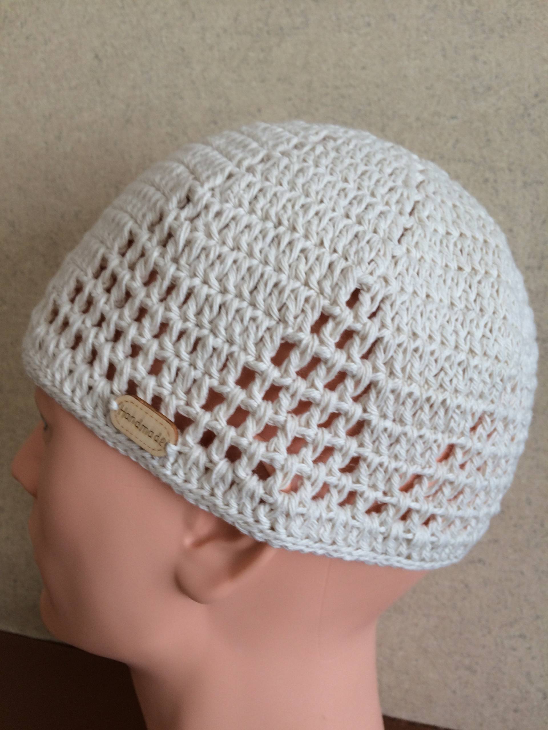 Gehäkelte Herren-Damen Beanie Mütze.männer Strick Kufi Totenkopf Mütze.gehäkelte Herren Sommer Baumwolle Chemo Mütze. Mesh Mütze von VIRGA63DESIGN