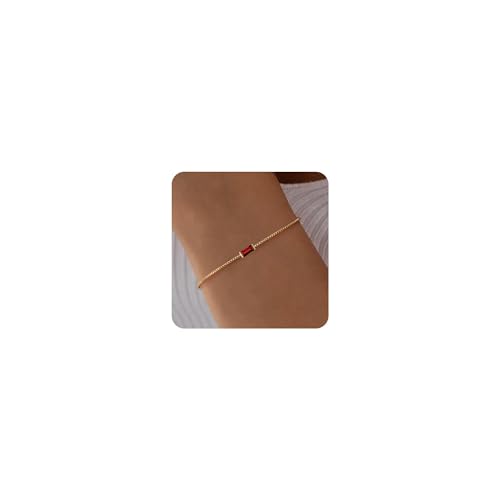 VIROMY Birthstone Armbänder für Frauen, Dainty Box Link Birthstone Armband Schmuck Geburtstagsgeschenke für ihre Mutter Frau Freundin Jahrestag Freundschaft Schmuck(January) von VIROMY