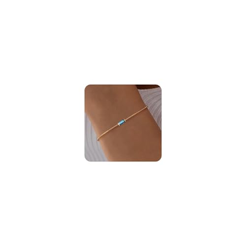 VIROMY Birthstone Armbänder für Frauen, Dainty Box Link Birthstone Armband Schmuck Geburtstagsgeschenke für ihre Mutter Frau Freundin Jahrestag Freundschaft Schmuck(March) von VIROMY