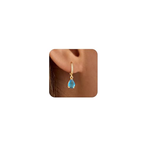 VIROMY Geburtsstein Ohrringe für Damen der Dezember Teardrop Geburtsstein Dangle Ohrringe Personalisierten Kristall Charme Glänzenden Schmuck Geburtstags Geschenke von VIROMY