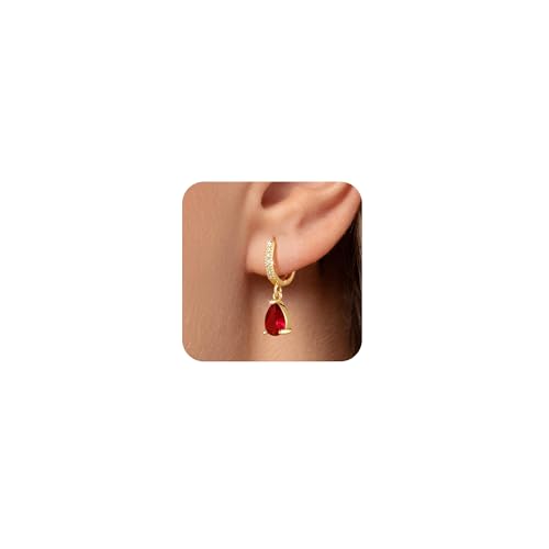 VIROMY Geburtsstein Ohrringe für Damen der Januar Teardrop Geburtsstein Dangle Ohrringe Personalisierten Kristall Charme Glänzenden Schmuck Geburtstags Geschenke von VIROMY
