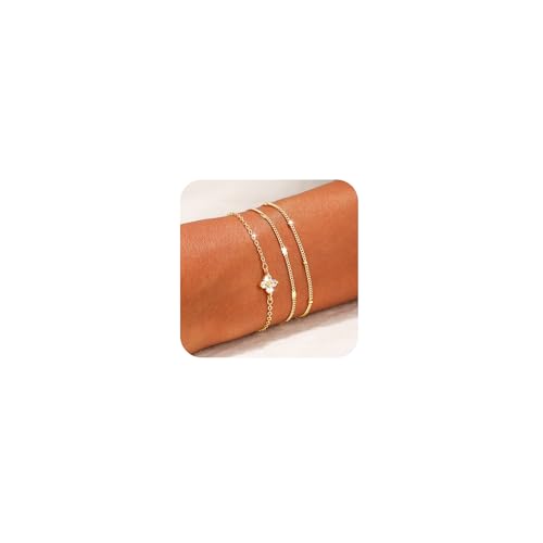 VIROMY Gold Armbänder für Frauen 14K Vergoldet Zarte Multi-Layer Gestapelt Zirkonia Armband Schlange Kubanische Schmuck Geschenke für Frauen(style2) von VIROMY