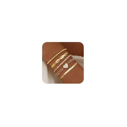 VIROMY Gold Armbänder für Frauen 14K Vergoldetes Mehrlagiges Stapelbares Armband Twisted Rope Kubanischer Schlangenkette Gold Schmuck für Frauen von VIROMY