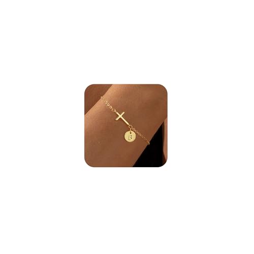 VIROMY Gold Armbänder für Frauen Dainty Cross Chain 14K Gold Plattiert Ursprüngliche B Anhänger Armband für Frauen Charm Letter Chain Dainty Nicht Anlaufender Schmuck VIROMY Gold Armbänder für Frauen Dainty Cross Chain 14K Gold Plattiert Ursprüngliche B Anhänger Armband für Frauen Charm Letter Chain Dainty Nicht Anlaufender Schmuck von VIROMY