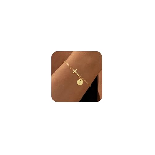 VIROMY Gold Armbänder für Frauen Dainty Cross Chain 14K Gold Plattiert Ursprüngliche E Anhänger Armband für Frauen Charm Letter Chain Dainty Nicht Anlaufender Schmuck VIROMY Gold Armbänder für Frauen Dainty Cross Chain 14K Gold Plattiert Ursprüngliche E Anhänger Armband für Frauen Charm Letter Chain Dainty Nicht Anlaufender Schmuck von VIROMY
