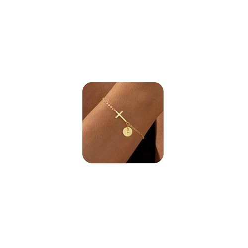 VIROMY Gold Armbänder für Frauen Dainty Cross Chain 14K Gold Plattiert Ursprüngliche F Anhänger Armband für Frauen Charm Letter Chain Dainty Nicht Anlaufender Schmuck VIROMY Gold Armbänder für Frauen Dainty Cross Chain 14K Gold Plattiert Ursprüngliche F Anhänger Armband für Frauen Charm Letter Chain Dainty Nicht Anlaufender Schmuck von VIROMY