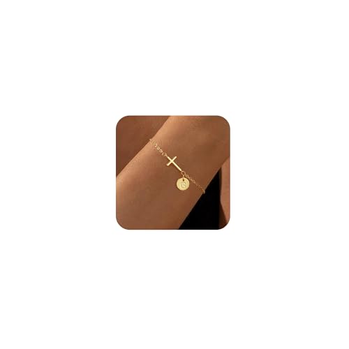 VIROMY Gold Armbänder für Frauen Dainty Cross Chain 14K Gold Plattiert Ursprüngliche G Anhänger Armband für Frauen Charm Letter Chain Dainty Nicht Anlaufender Schmuck VIROMY Gold Armbänder für Frauen Dainty Cross Chain 14K Gold Plattiert Ursprüngliche G Anhänger Armband für Frauen Charm Letter Chain Dainty Nicht Anlaufender Schmuck von VIROMY