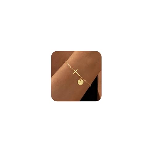 VIROMY Gold Armbänder für Frauen Dainty Cross Chain 14K Gold Plattiert Ursprüngliche M Anhänger Armband für Frauen Charm Letter Chain Dainty Nicht Anlaufender Schmuck VIROMY Gold Armbänder für Frauen Dainty Cross Chain 14K Gold Plattiert Ursprüngliche M Anhänger Armband für Frauen Charm Letter Chain Dainty Nicht Anlaufender Schmuck von VIROMY