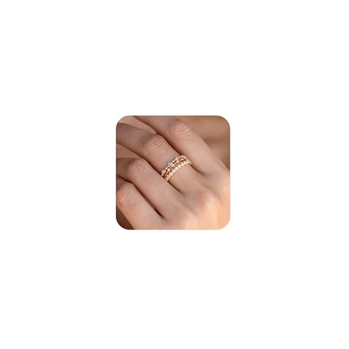 VIROMY Gold Ringe für Frauen 14K Gold plattiert Stacking Cubic Zirkonia Daumen Ringe Eternity Promise Infinity Schmuck für Sie Größe 8 von VIROMY