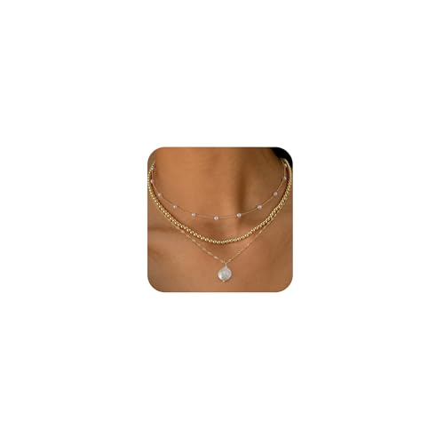 VIROMY Schick Gold Halskette für Frauen 14K Gold plattiert Plat Perle Anhänger Halskette für Frauen Charme Bead Chain Trendy Pearl VIROMY Schick Gold Halskette für Frauen 14K Gold plattiert Plat Perle Anhänger Halskette für Frauen Charme Bead Chain Trendy Pearl von VIROMY
