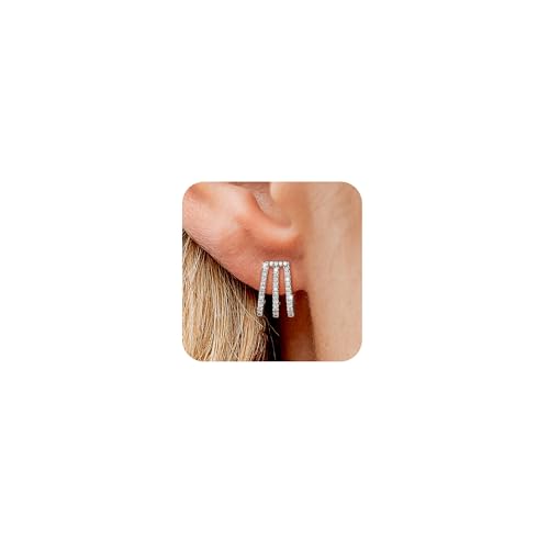 VIROMY Silber Ohrringe für Frauen 14 Karat Versilbert Zirkonia-Ohrringe Charm Minimalistisch Leichtes Ohrstecker-Schmuckstück Zierlicher Schmuck Geschenk für Frauen von VIROMY