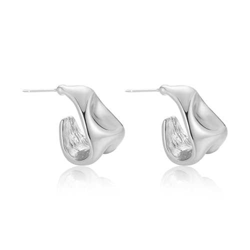 Viromy Gold Ohrringe für Frauen,14 Karat Silber,Dangle Drop Ohrringe Chunky Trendy Knoten Stud Hypoallergene Modeschmuck empfindliche Ohren Mode Damen Herren Schmuck von VIROMY