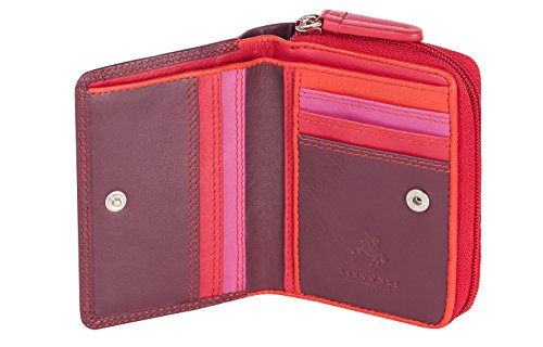 VISCONTI ® Leder Geldbeutel Damen RFID Schutz Geldbörse Damen Portemonnaie Bifold Mehrfarbig Portmonee in Geschenk-Box - ''Rainbow'' RB53 (Plum Multi) von VISCONTI