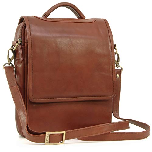 VISCONTI - Damen Leder Umhängetasche - Crossbody Bag Mittelgroß - Verstellbarer Schultergurt - Arbeitstasche für Notizbuch A5 - Grace 1603 - Braun von VISCONTI