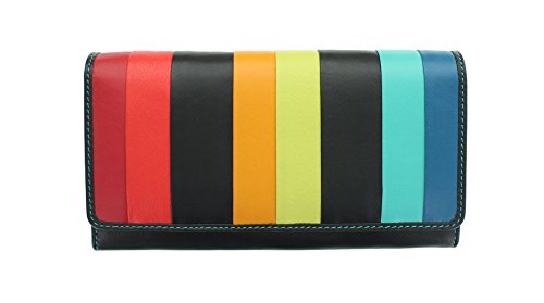 Visconti Kollektion Santorini KOS, Geldbörse Geldbeutel, Leder mit RFID-Schutz STR4 Schwarz Multi von VISCONTI