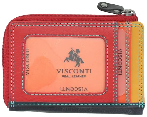VISCONTI Leather Rainbow Collection PHI PHI Slimline Kreditkartenetui RB110, Schwarz/Rhumba, Einheitsgröße, Modern von VISCONTI