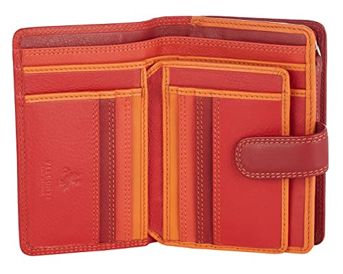 VISCONTI Leder Geldbeutel Damen RFID Schutz Geldbörse Damen Portemonnaie Bifold Mehrfarbig Portmonee in Geschenk-Box - Rot von VISCONTI