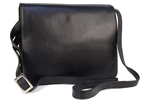 VISCONTI - Damen Leder Umhängetasche - Crossbody Bag Mittelgroß - Arbeitstasche mit Verstellbarer Schultergurt - TESS - 754 - Schwarz von VISCONTI